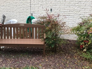 rain barrel in courtyard